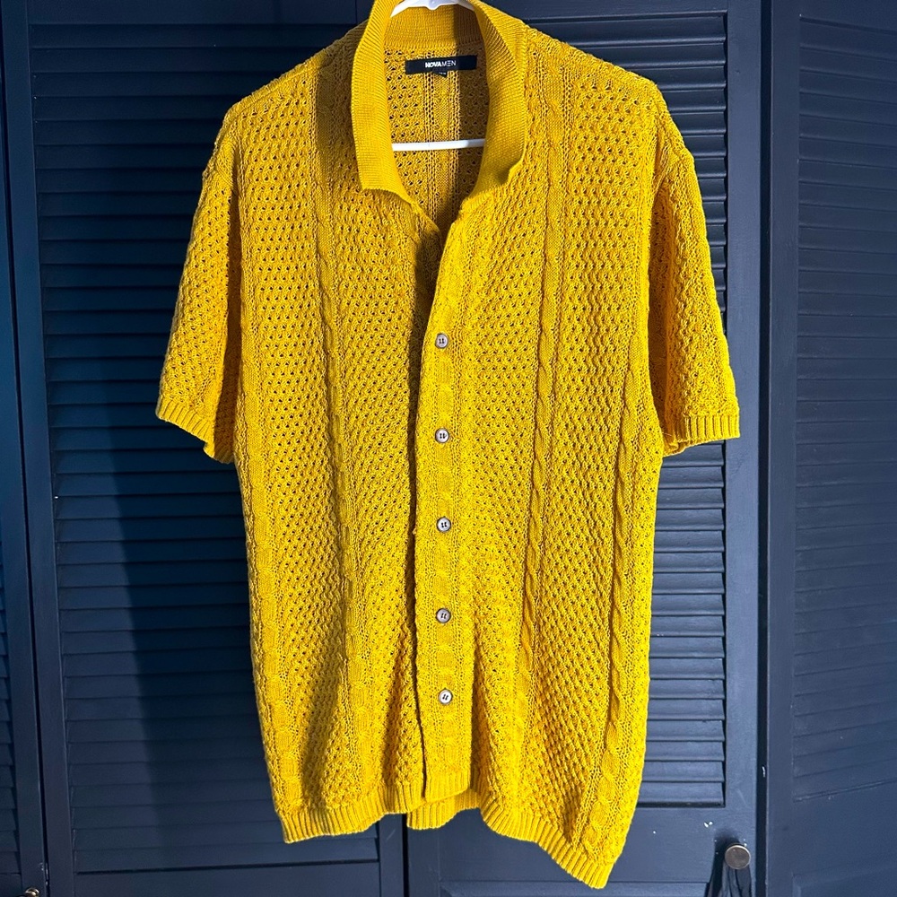 NovaMEN textured shirt in mustard